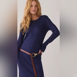 Elegant SUMMUM Navy Blue Ribbed Dress Ptp up to 19”
